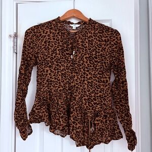 Time and Tru Brown Animal Print Blouse